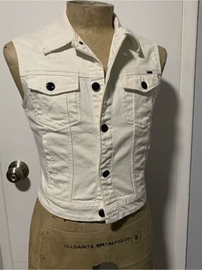 Y2K G Star Raw Womens White Denim Vest Sz. XS